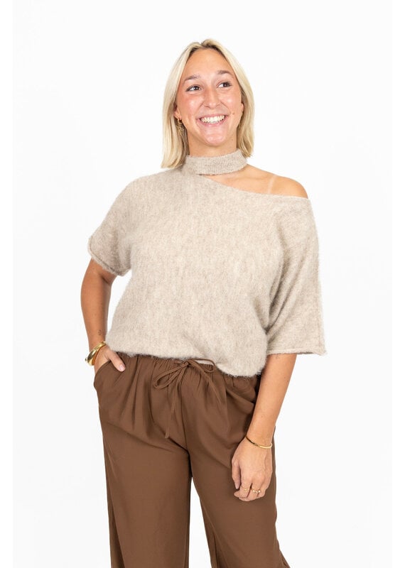 21Jewelz One shoulder trui - beige