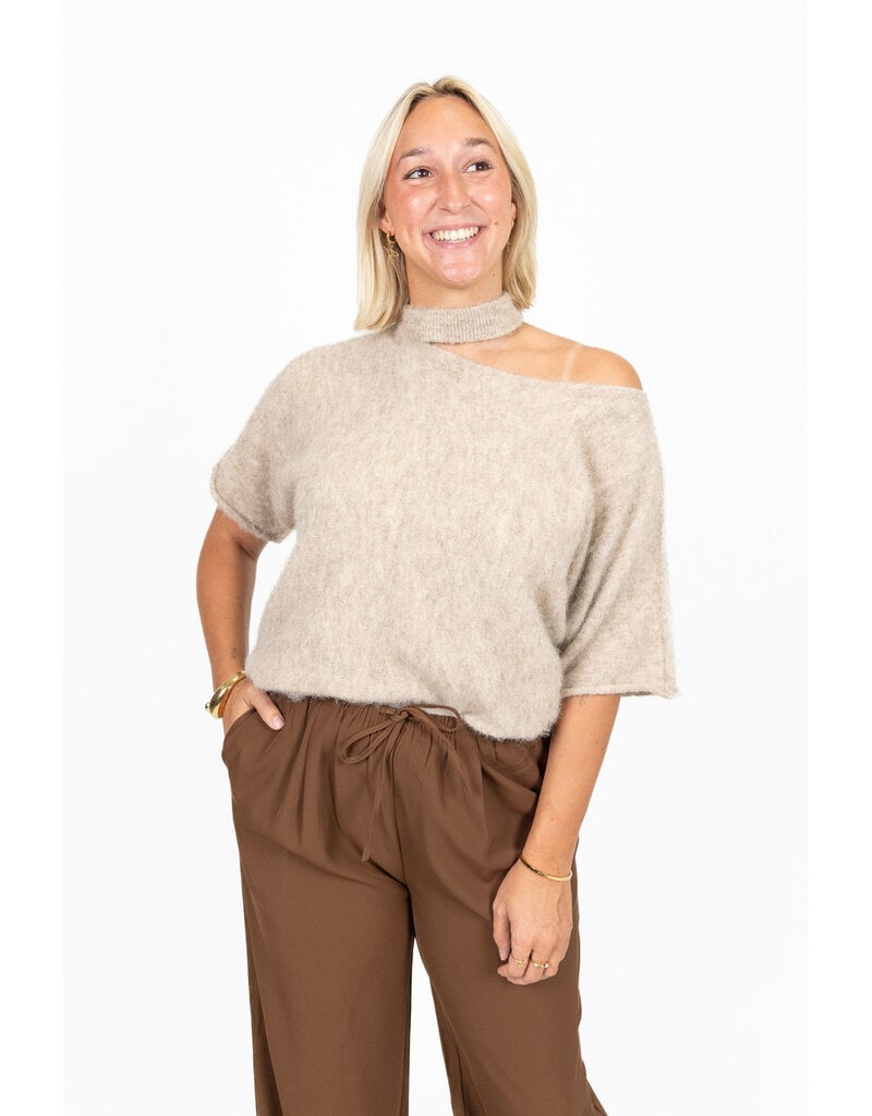 21Jewelz One shoulder trui - beige
