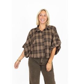 21Jewelz Geruite blouse - bruin