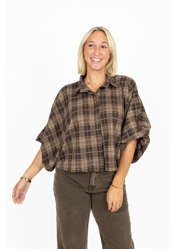 21Jewelz Geruite blouse - bruin