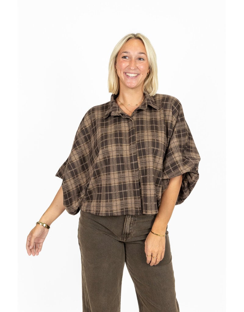 21Jewelz Geruite blouse - bruin