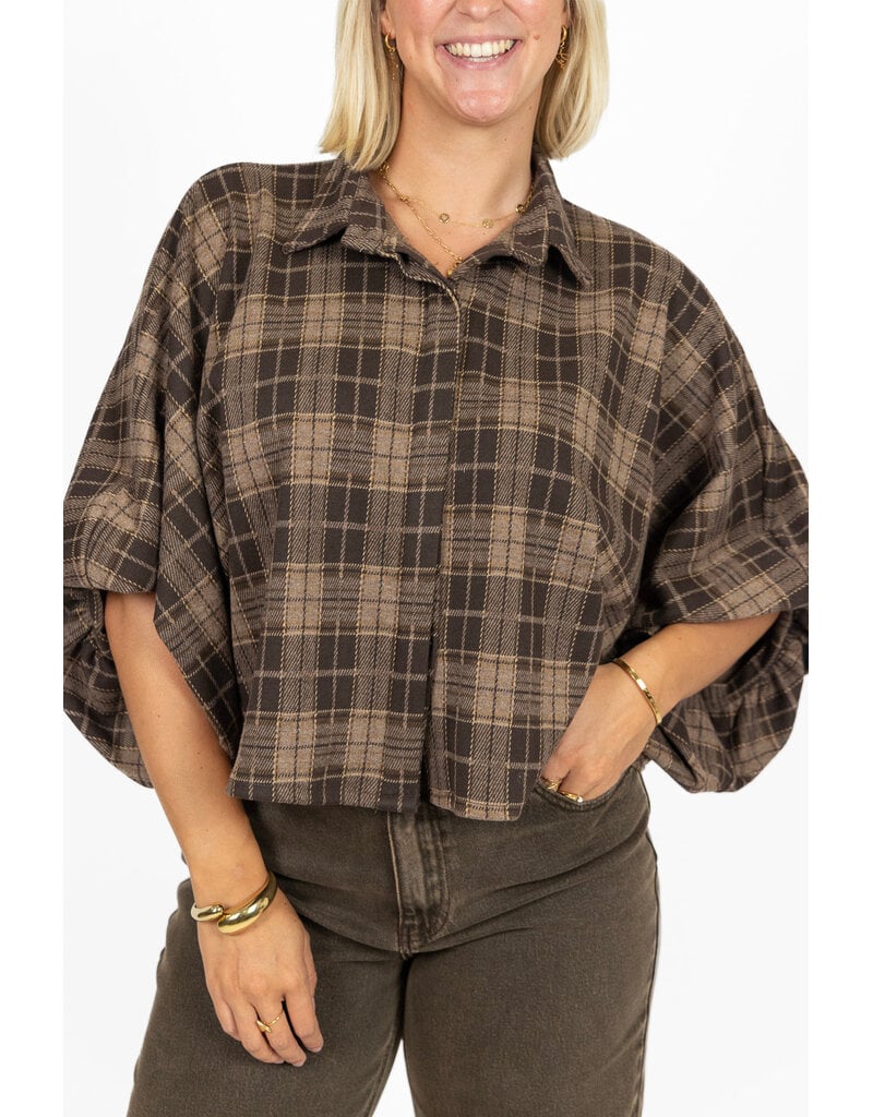 21Jewelz Geruite blouse - bruin