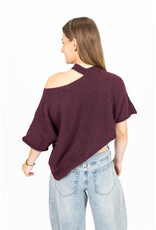 21Jewelz Gebreide one shoulder truitje - bordeaux