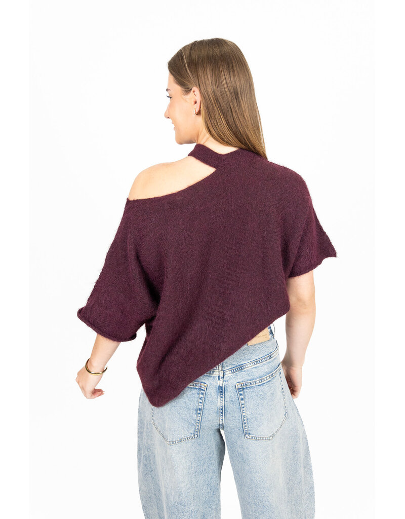 21Jewelz Gebreide one shoulder truitje - bordeaux