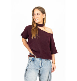 21Jewelz Gebreide one shoulder truitje - bordeaux