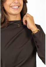 Azzurro Top met strik - donkerbruin
