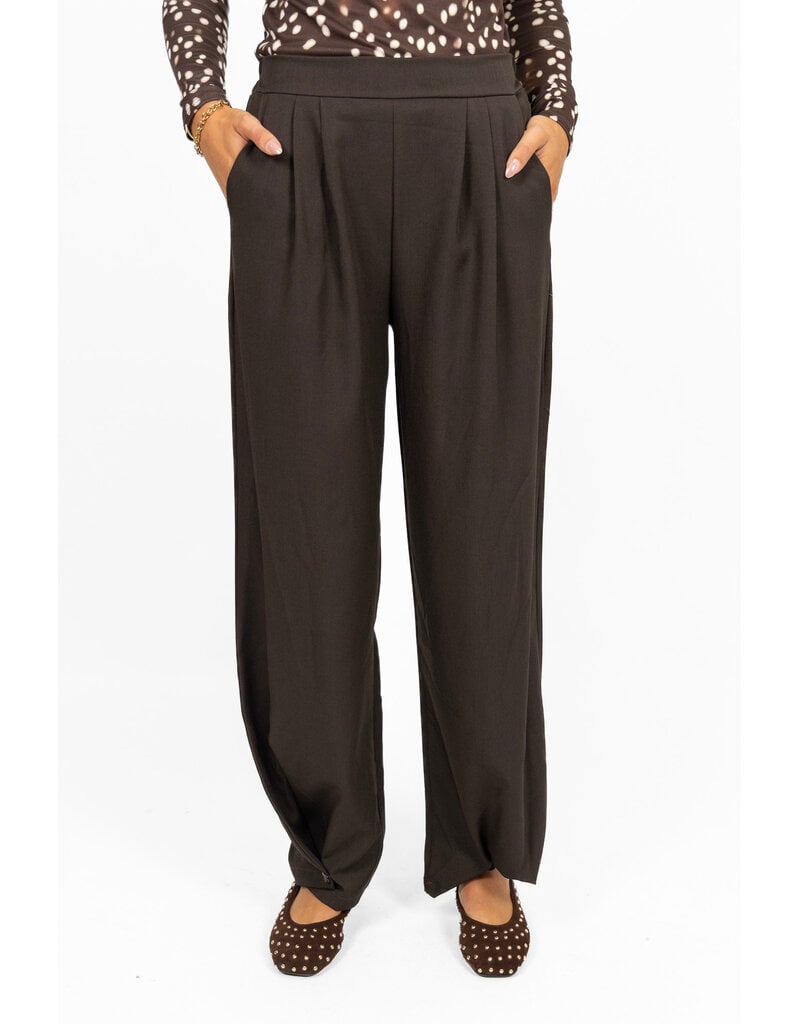 Azzurro Pantalon met knoop - donkerbruin