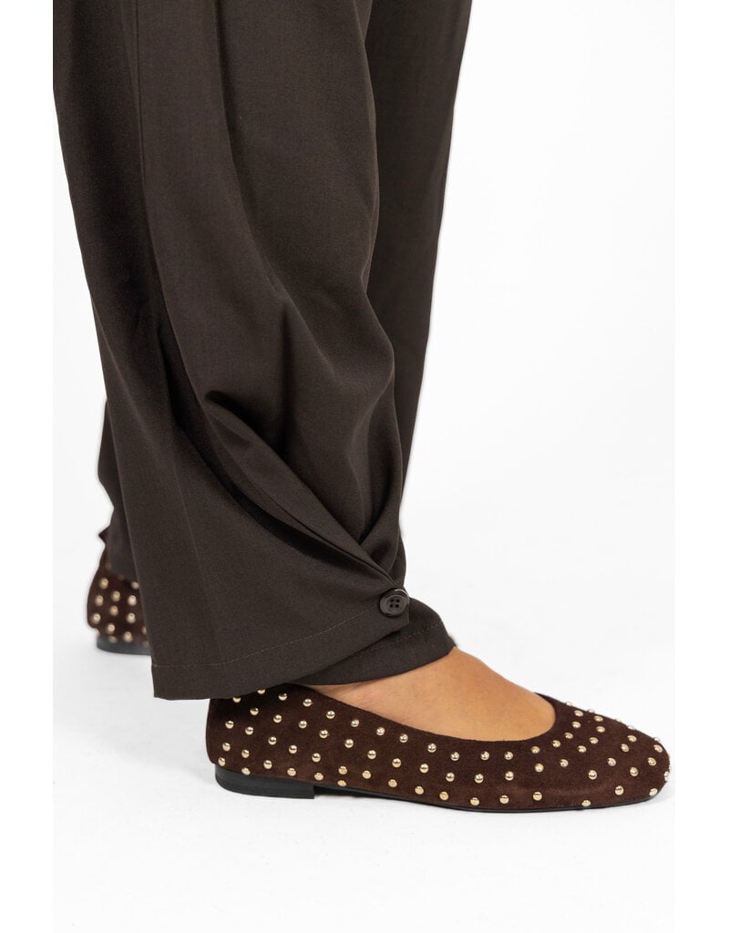 Azzurro Pantalon met knoop - donkerbruin