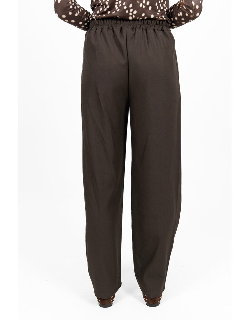 Azzurro Pantalon met knoop - donkerbruin