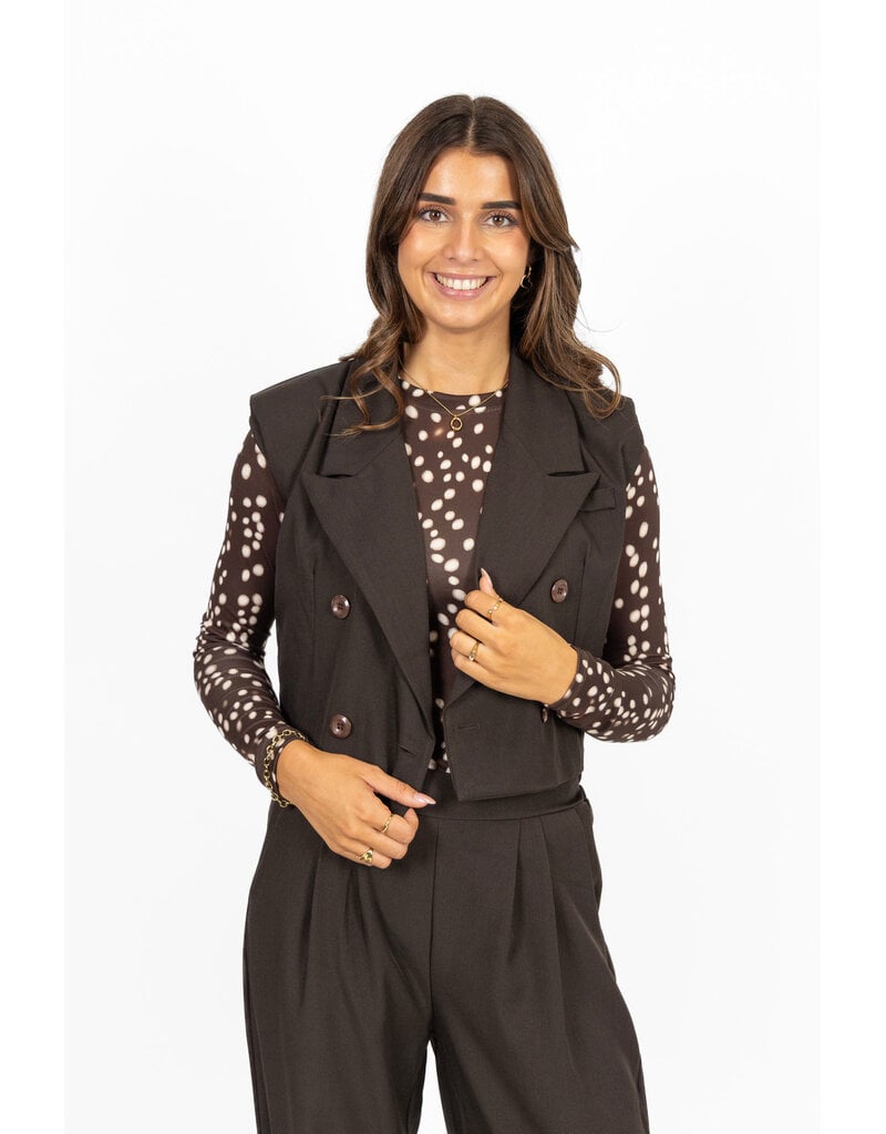 Azzurro Gilet met knopen - donkerbruin