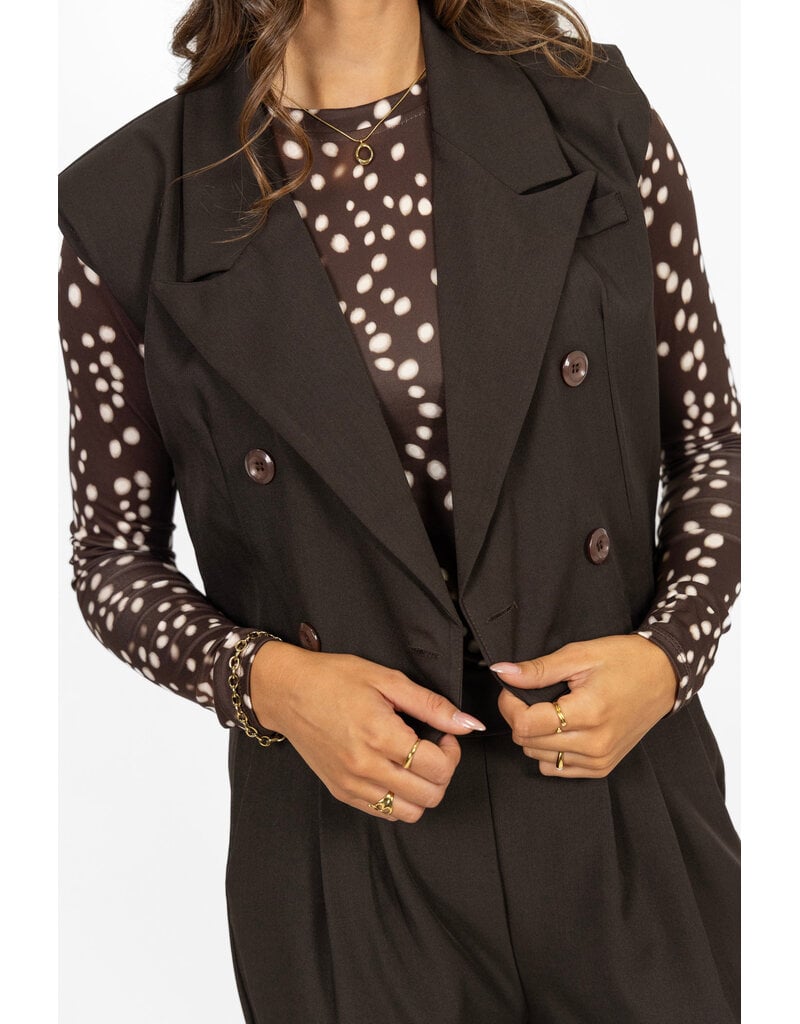 Azzurro Gilet met knopen - donkerbruin
