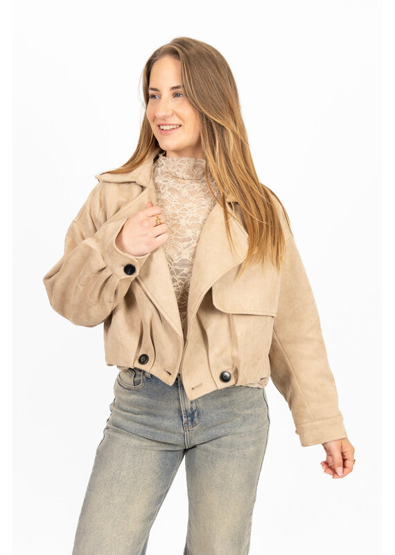 21Jewelz Cropped suede jasje - beige
