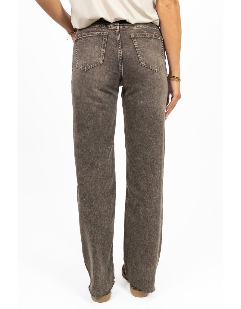 Queen Hearts Tall straight leg jeans - washed donkerbruin