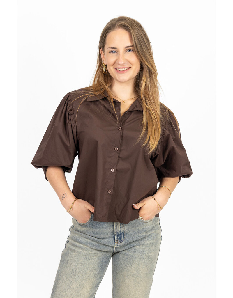 21Jewelz Basic blousje met pofmouw - bruin