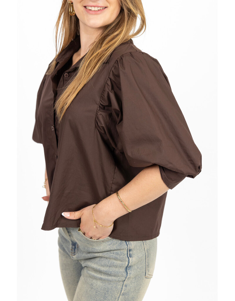 21Jewelz Basic blousje met pofmouw - bruin