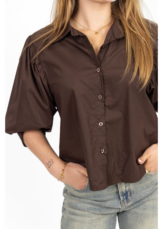 21Jewelz Basic blousje met pofmouw - bruin