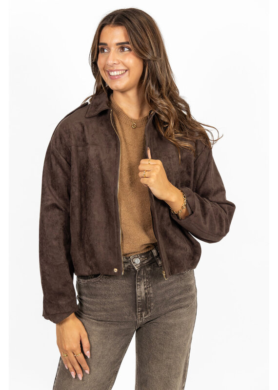 21Jewelz Suede look jasje - donkerbruin