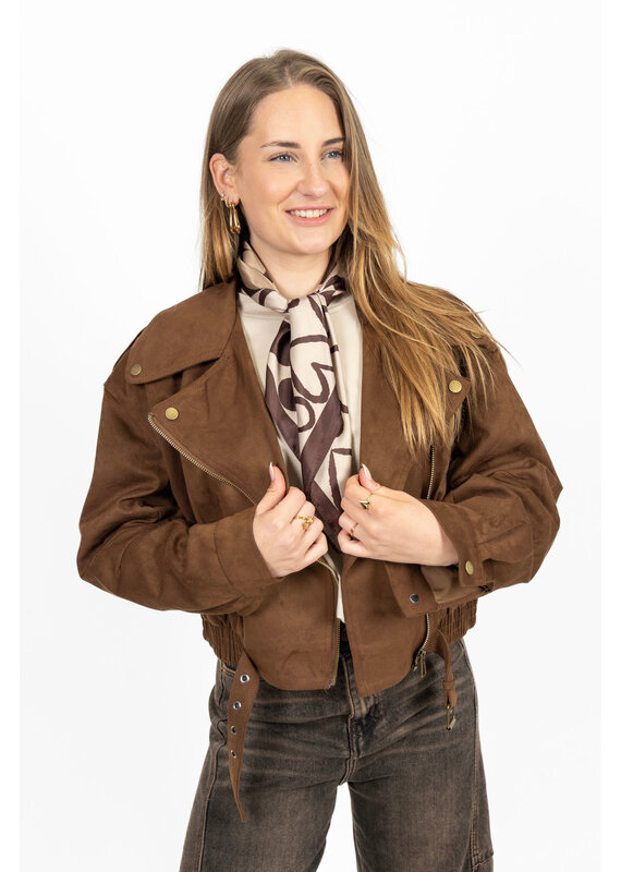 21Jewelz Suede look biker jasje - bruin