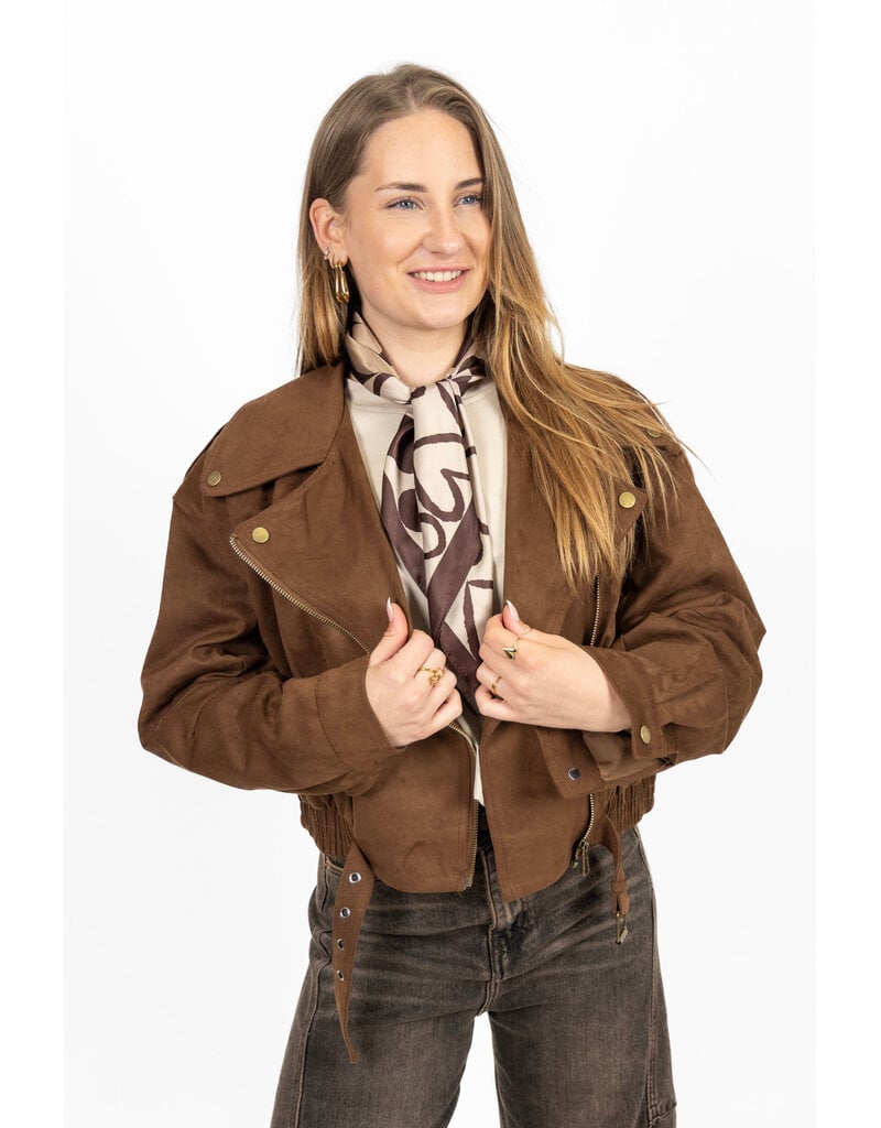 21Jewelz Suede look biker jasje - bruin