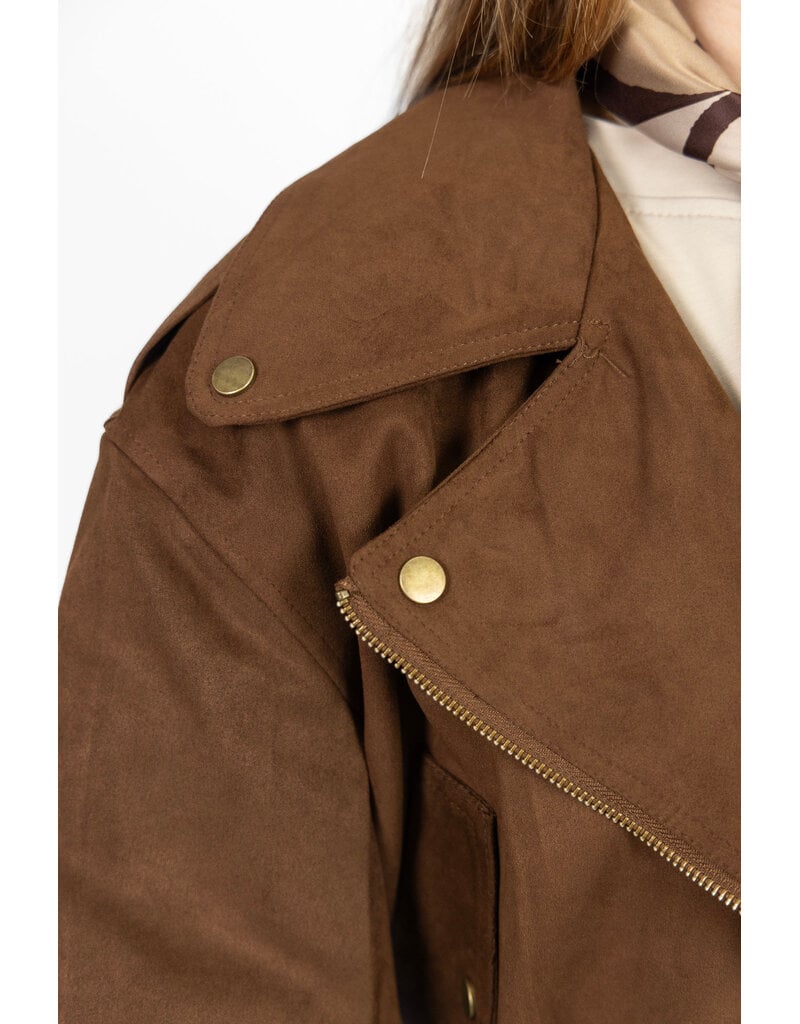 21Jewelz Suede look biker jasje - bruin