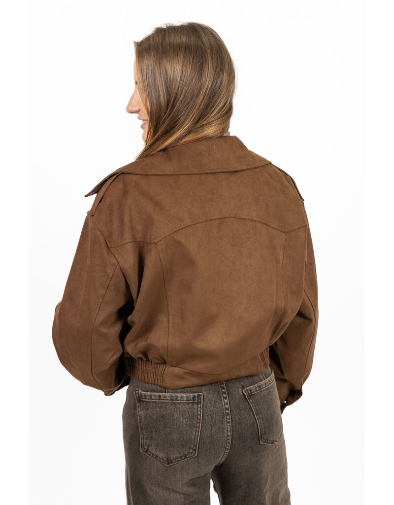21Jewelz Suede look biker jasje - bruin