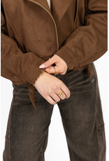 21Jewelz Suede look biker jasje - bruin