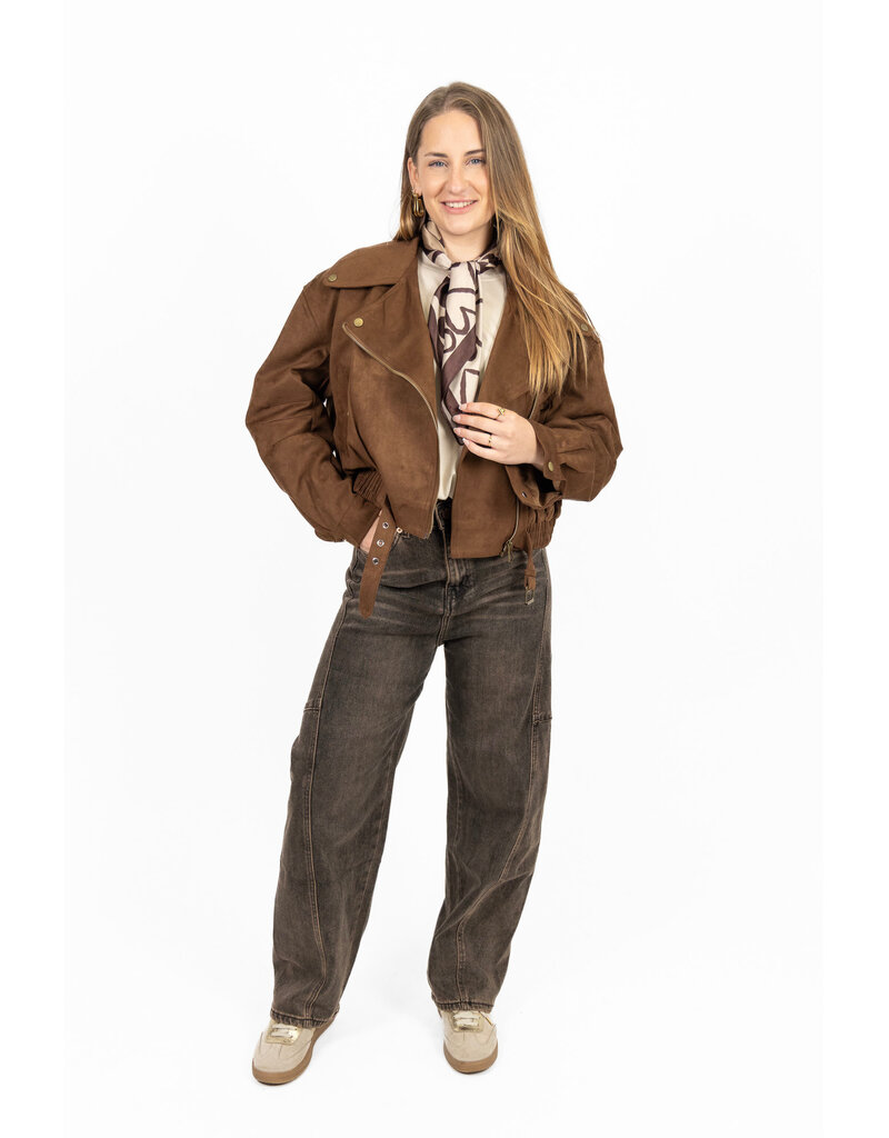 21Jewelz Suede look biker jasje - bruin