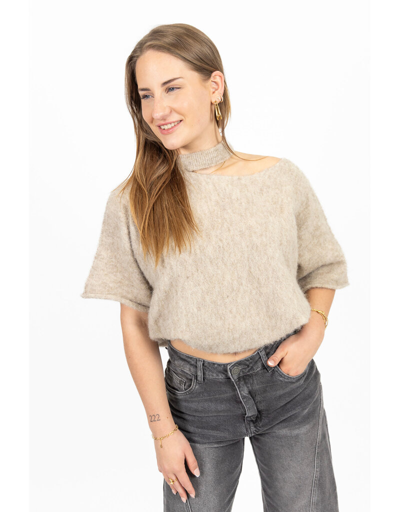 21Jewelz One shoulder trui - beige