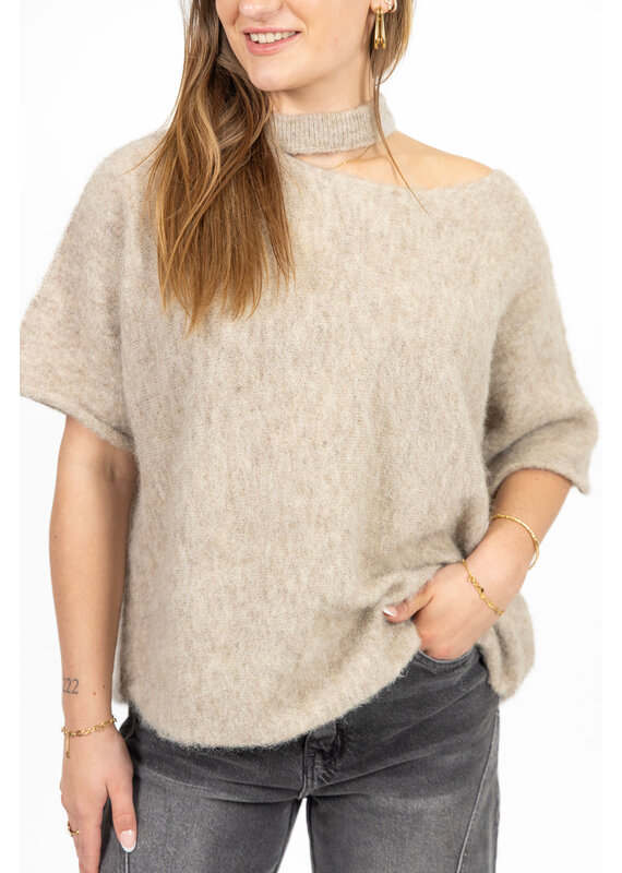 21Jewelz One shoulder trui - beige