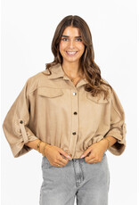 21Jewelz Suede-look jasje met gouden knoopjes - beige