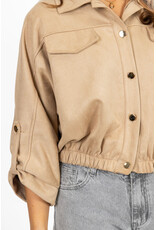 21Jewelz Suede-look jasje met gouden knoopjes - beige