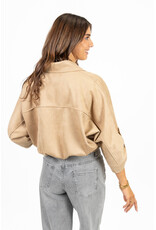 21Jewelz Suede-look jasje met gouden knoopjes - beige