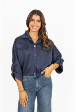 21Jewelz Suede-look jasje met gouden knoopjes - blauw