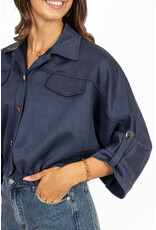21Jewelz Suede-look jasje met gouden knoopjes - blauw