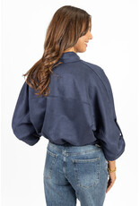 21Jewelz Suede-look jasje met gouden knoopjes - blauw