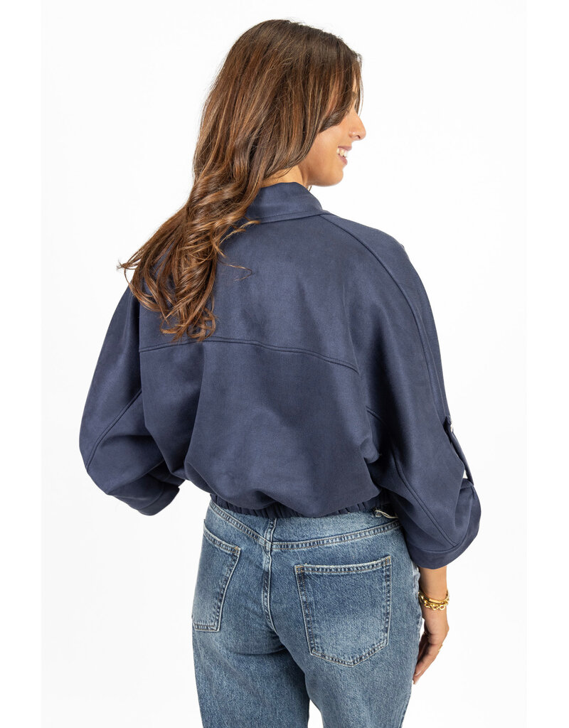 21Jewelz Suede-look jasje met gouden knoopjes - blauw