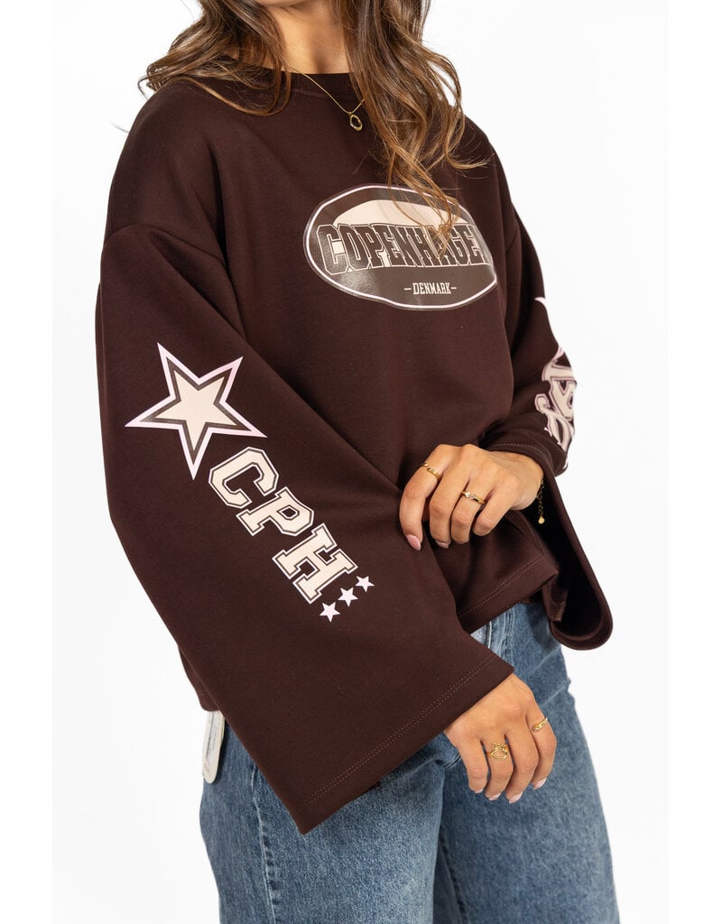 21Jewelz Oversized longsleeve met sterren - bruin