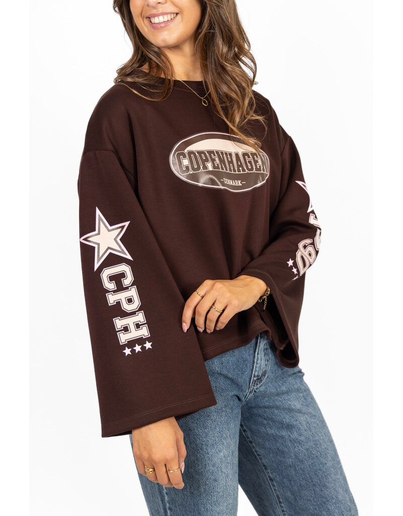 21Jewelz Oversized longsleeve met sterren - bruin