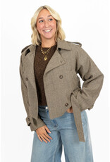 21Jewelz Kort jasje met print en ceintuur - taupe