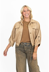 21Jewelz Suede-look jasje met gouden knoopjes - beige