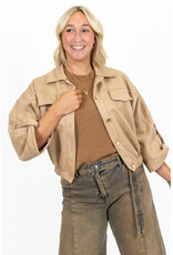 21Jewelz Suede-look jasje met gouden knoopjes - beige