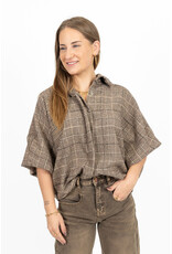 21Jewelz Geruite blouse met kraag - bruin/beige