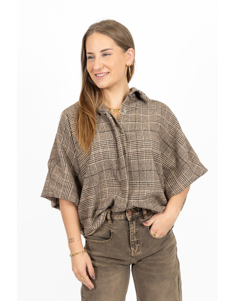 21Jewelz Geruite blouse met kraag - bruin/beige