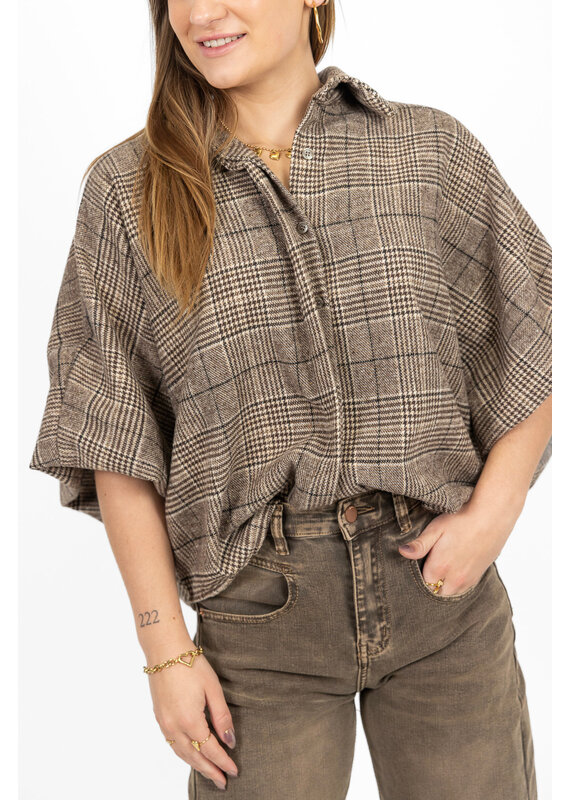 21Jewelz Geruite blouse met kraag - bruin/beige