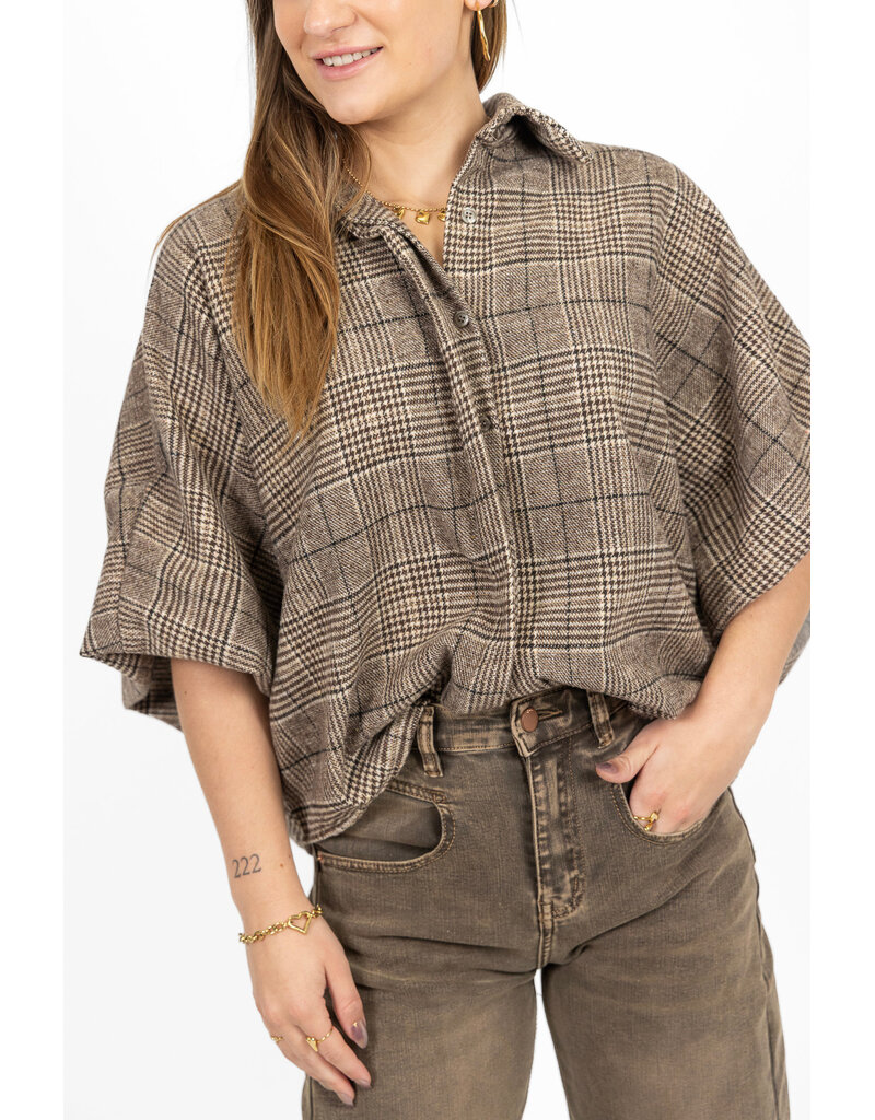 21Jewelz Geruite blouse met kraag - bruin/beige