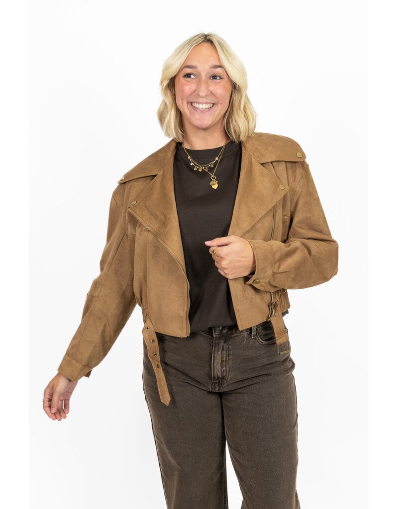 21Jewelz Suede look biker jasje - camel