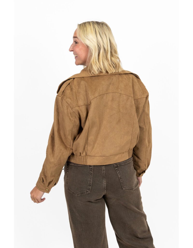 21Jewelz Suede look biker jasje - camel