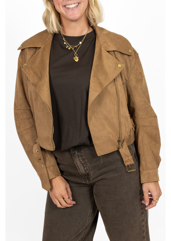 21Jewelz Suede look biker jasje - camel