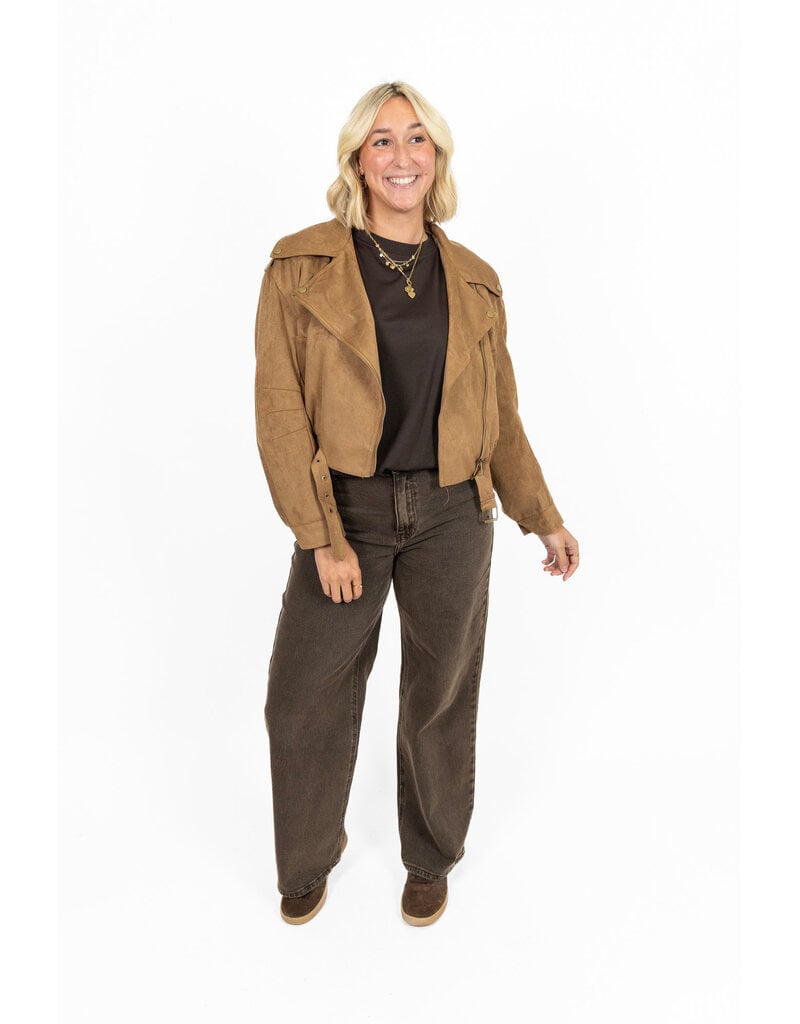 21Jewelz Suede look biker jasje - camel