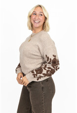 21Jewelz Trui met bruine bloemenopdruk - taupe